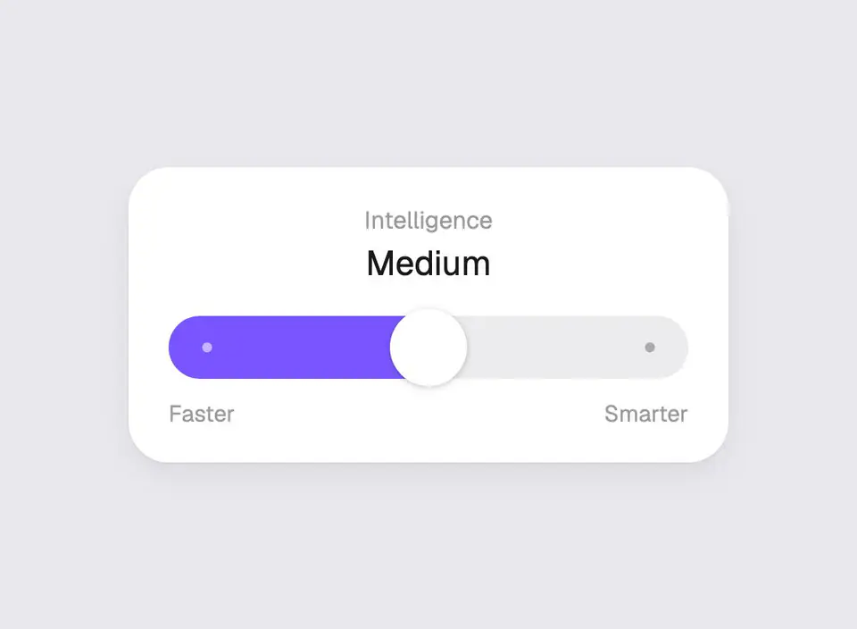 Animation of a single Intelligence slider: the knob slides between Faster, Medium and Smarter